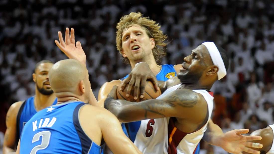 Drei der besten ihrer Zunft: Jason Kidd, Dirk Nowitzki und LeBron James (v. li.).